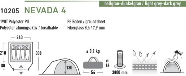 Палатка Nevada 4 gray High Peak