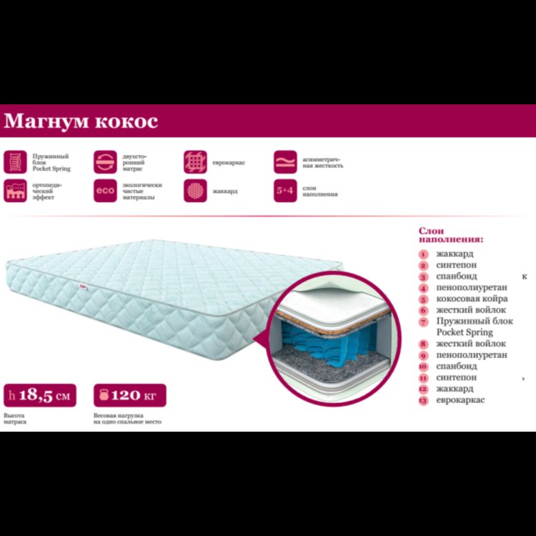 Матрас Come-For Магнум кокос 80х190