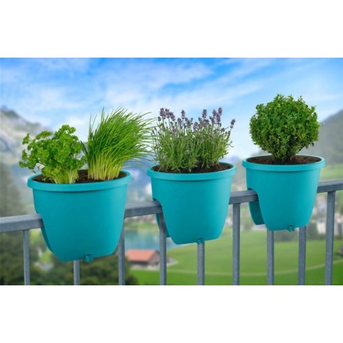 Вазон для балконов Balconia OVI 6 л бирюзовый 30 см PLASTKON