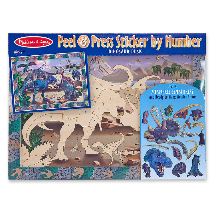 Melissa and Doug Объёмная наклейка по номерам Динозавры MD4007