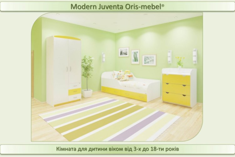 Кровать подростковая Juventa бело-голубая Oris-mebel
