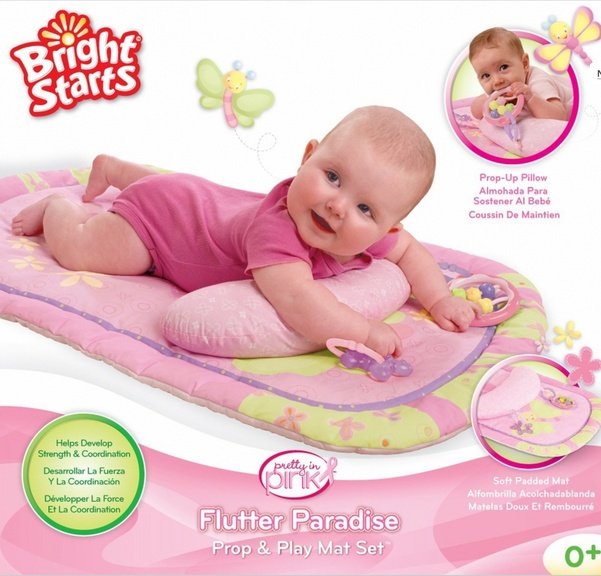Bright Starts Развивающий коврик Flutter Paradise Prop & Playmat Set Pink 8666