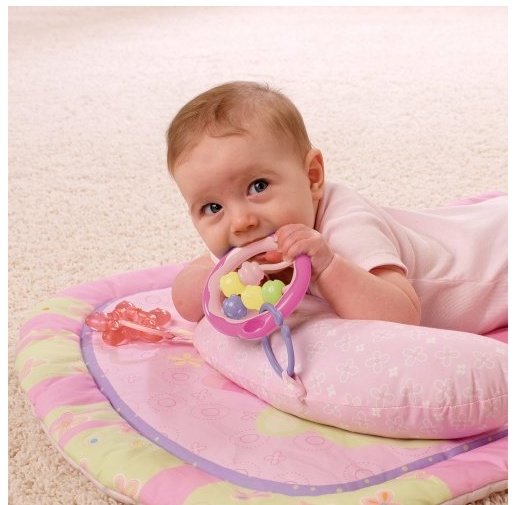 Bright Starts Развивающий коврик Flutter Paradise Prop & Playmat Set Pink 8666