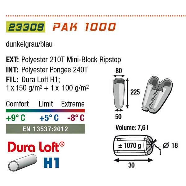 Спальный мешок Pak 1000 / +5°C left High Peak