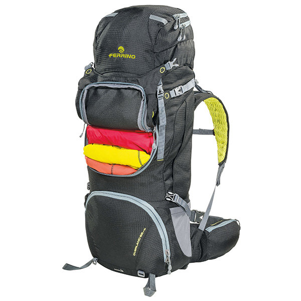 Рюкзак туристический Overland 65+10 black/yellow Ferrino