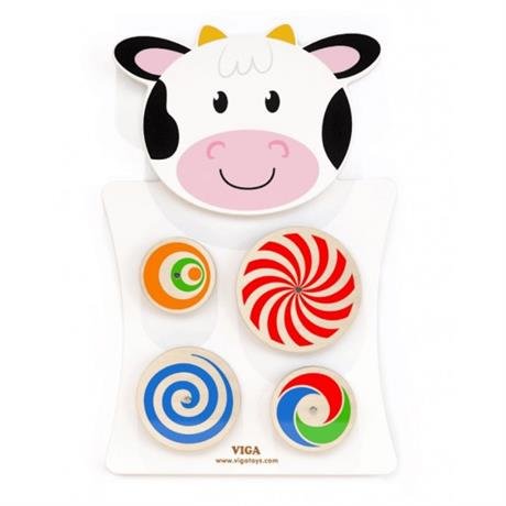 Игрушка настенная бизиборд Корова с кругами Viga Toys