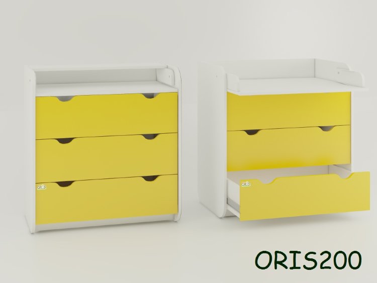 Комод-пеленатор Colour 3 ящика желтый Oris-mebel