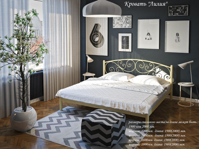 Кровать металлическая Лилия 140х190 Tenero