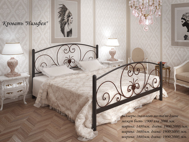 Кровать металлическая Нимфея 140х190 Tenero