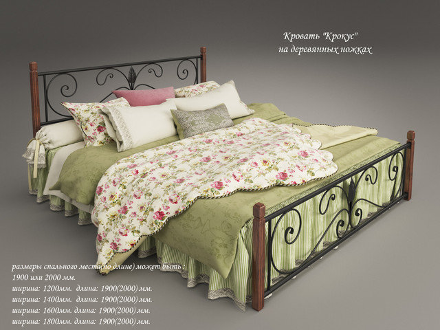 Кровать металлическая Крокус на деревянных ножках 120х190 Tenero