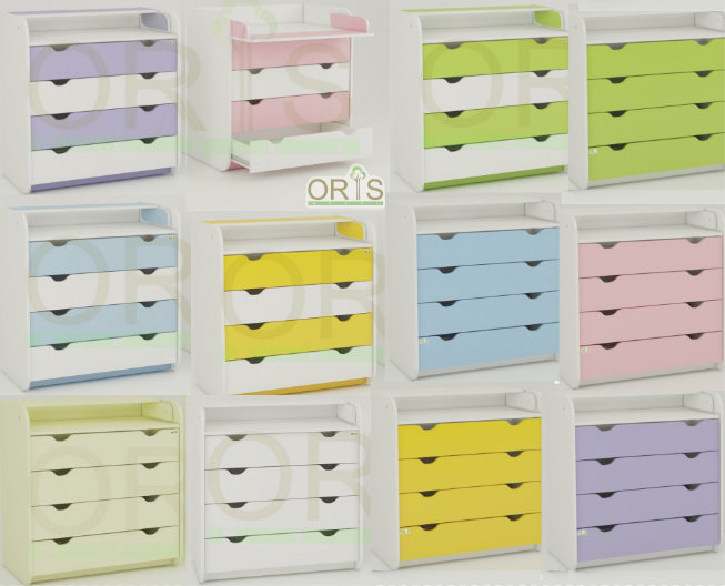Комод-пеленатор Colour 4 ящика Oris-mebel