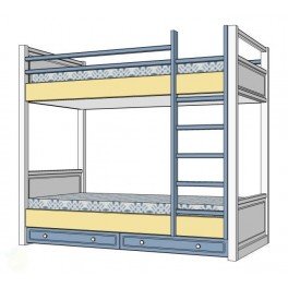 Кровать двухъярусная Sea and Sky ваниль,голубой,беж