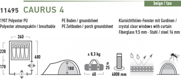 Палатка Caurus 4 beige High Peak